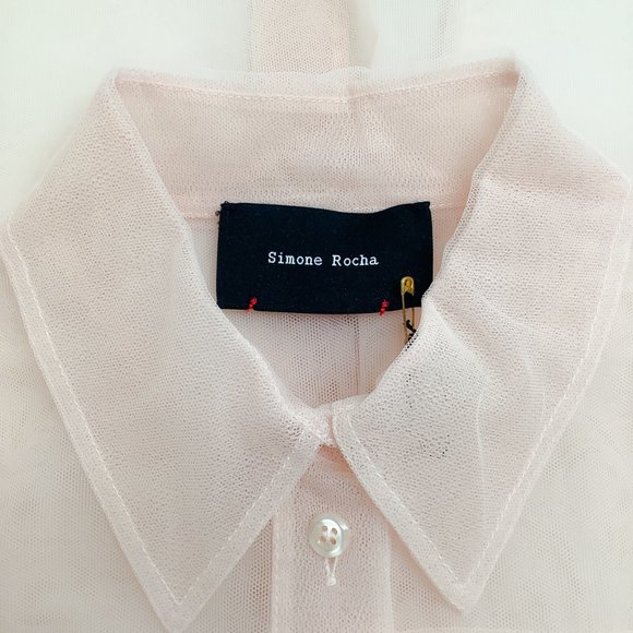 Simone Rocha Nude Sheer Blouse with Puff Sleeves - Picture 4 of 4